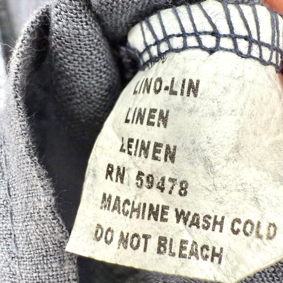 PIAZZA ROMA Sz Medium Made in ITALY Blue 100% LINEN Blouse Shirt Top Nautical - Picture 6 of 8